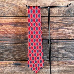 Burberry Red/Blue Pattern Vintage Silk Tie